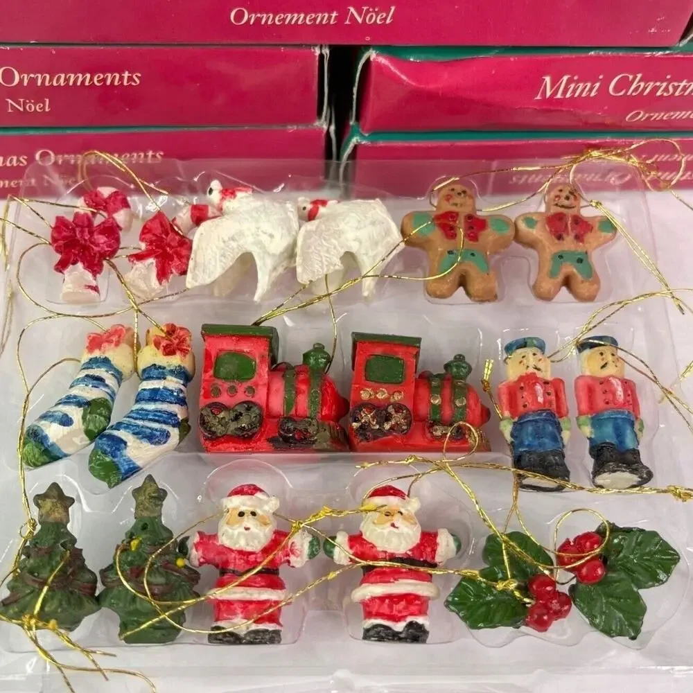 Mini Christmas Tree Ornaments Lot 90 Total Santa Train Gingerbread Nutcracker